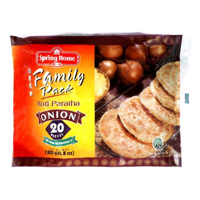 Bánh roti paratha onion 1.3kg*20b vị hành tây/ bánh bột mì bơ đạo hồi/ bánh mì dẹp đạo hồi ăn chay - nk singapore