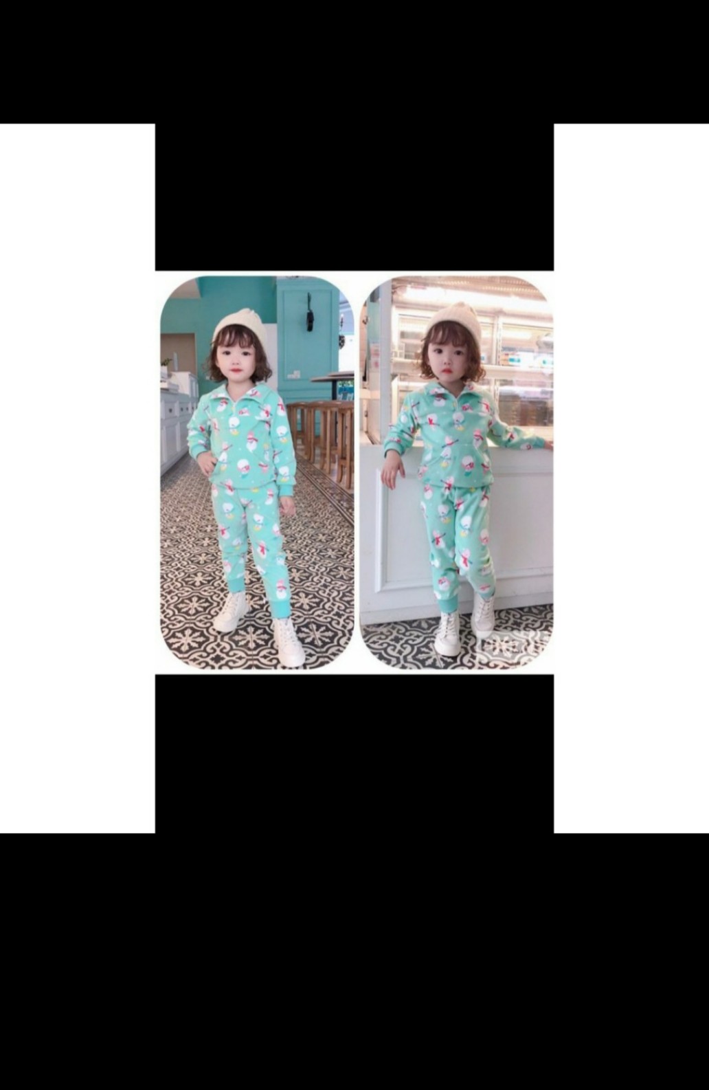 Bộ nỉ xuất dư siêu dễ thương cho bé gái