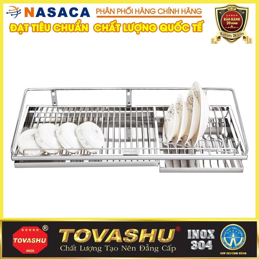 Kệ Sóng Chén TOVASHU 8 Tấc 1 Tầng Bắt Vít Có Khay Hứng Nước 304-U8X1
