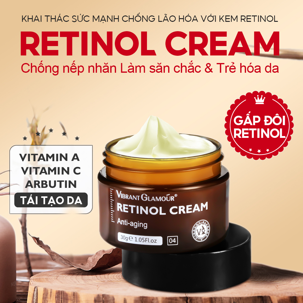 VIBRANT GLAMOUR Kem Retinol dưỡng da mặt Collagen chống lão hóa kết hợp Vitamin C dưỡng trắng sáng da huyết thanh dưỡng da ẩm mịn 30g