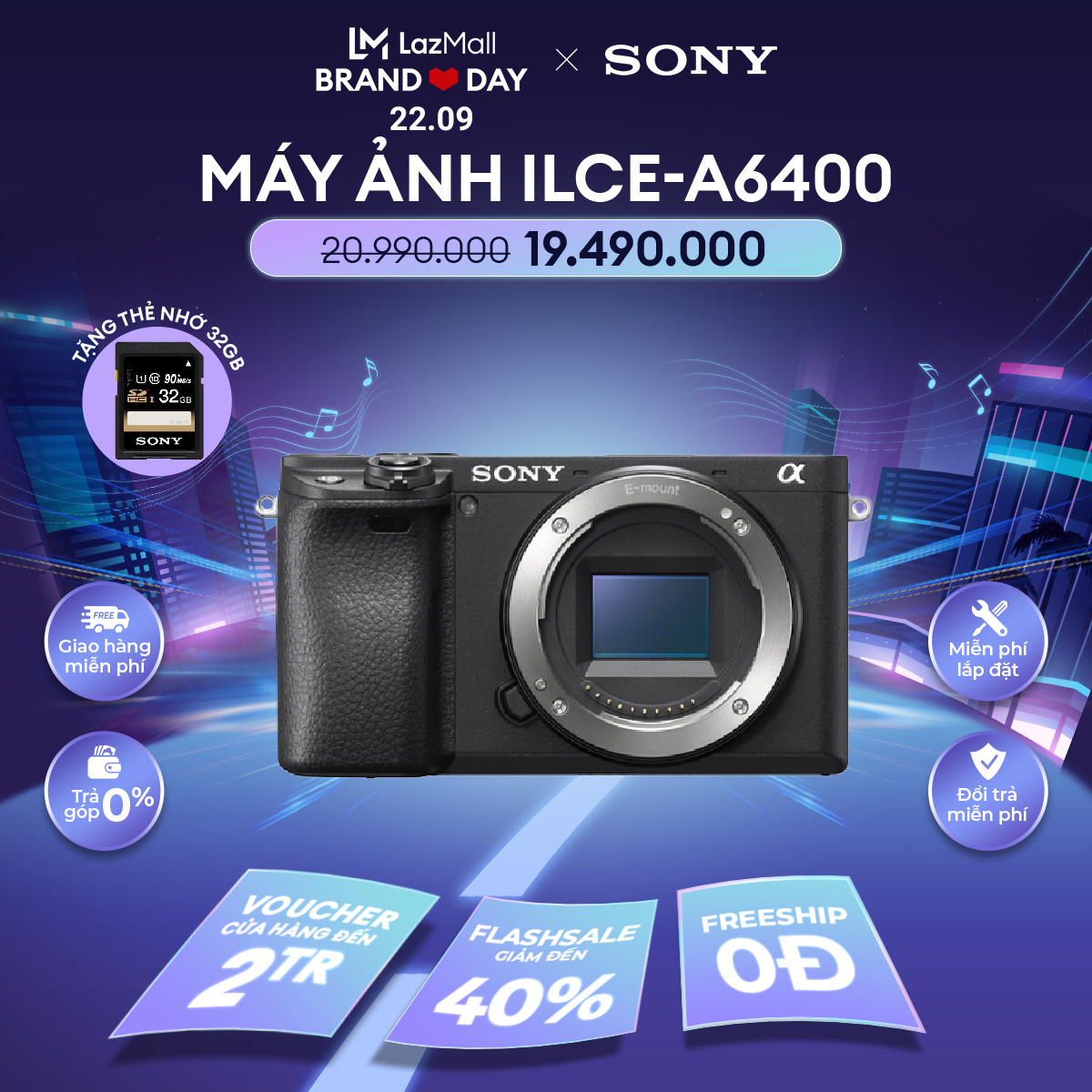 Máy ảnh Sony Alpha ống kính Emount a6400 sử dụng Cảm biến APSC