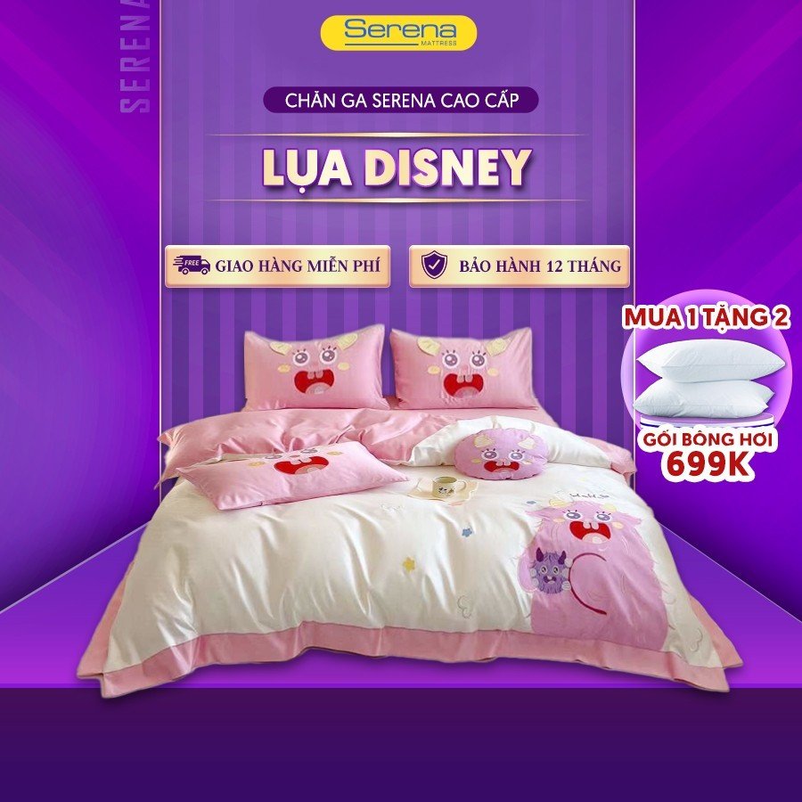 Ga giường đẹp sang 5 món lụa diskey SERENA cao cấp bộ vỏ chăn ga drap ra gối mền nệm đệm diskey lụa chần trần bông phủ trải bọc giường ngủ mát lạnh
