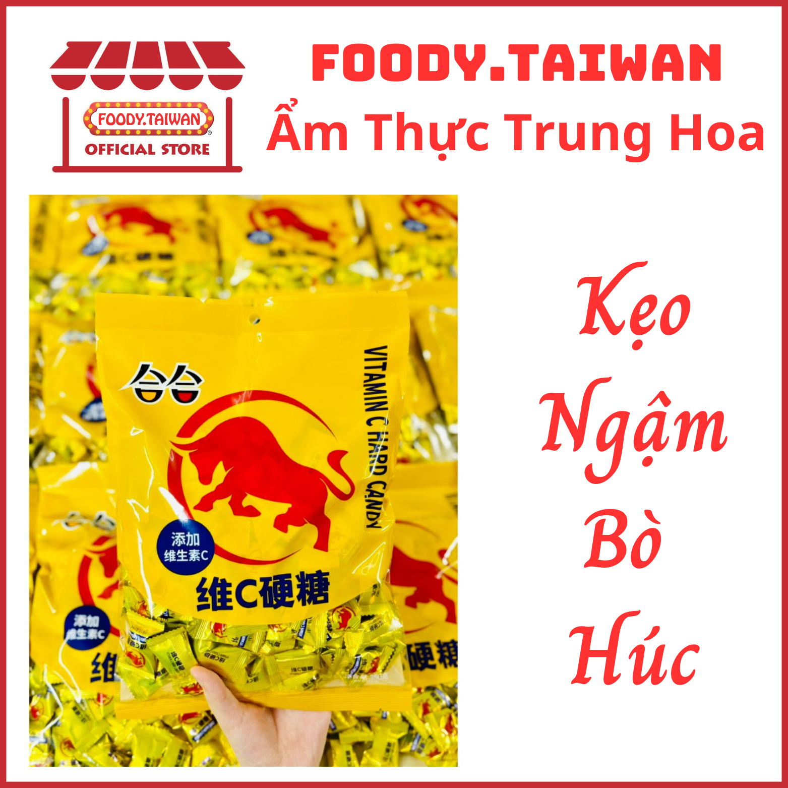 Kẹo ngậm vị bò húc - kẹo bò húc tăng lực - kẹo ngậm vitamin c vị bò húc - gói to 350g ~ 120 viên kẹo - foody.taiwan