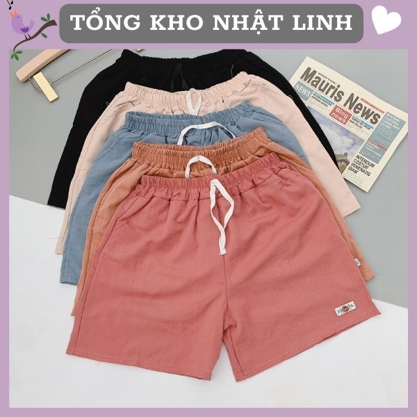 Quần đùi nữ mặc nhà quần đùi ống rộng quần đùi nữ mặc nhà chất vải đũi mềm mát giá rẻ - Mã Q342