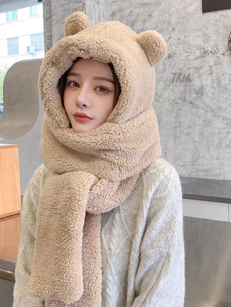 Mũ gấu khăn quàng có xỏ tay