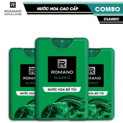 [HCM]Combo 3 Nước hoa bỏ túi Romano Classic cổ điển lịch lãm 18ml