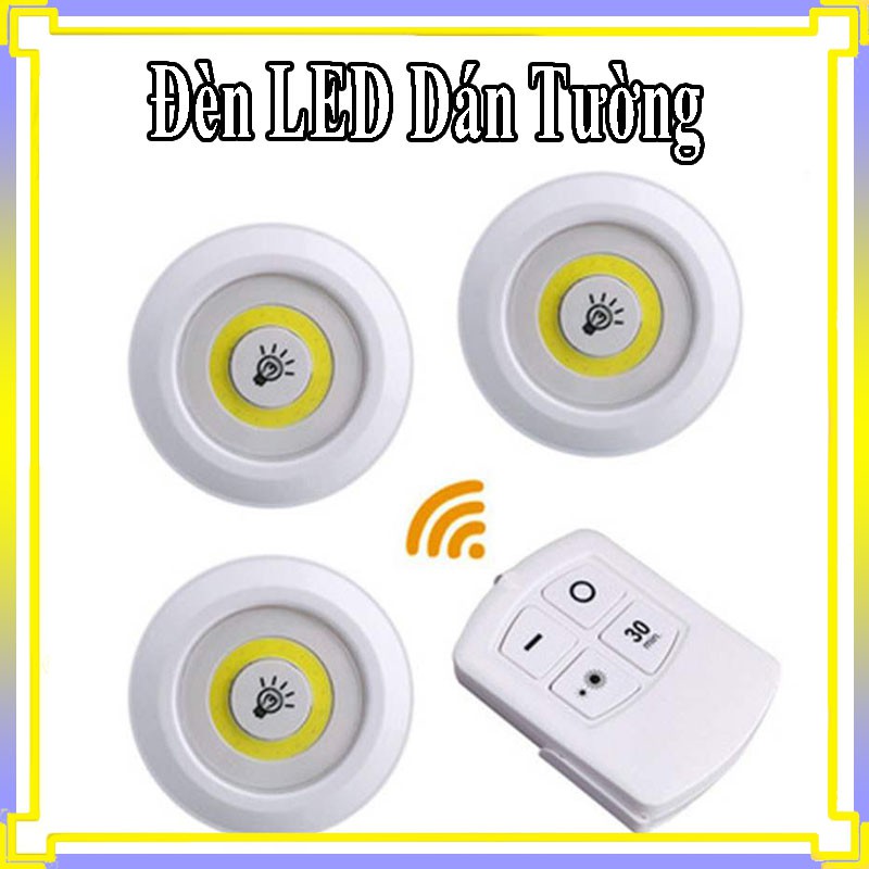 Đèn LED dán tường có điều khiển từ xa, hẹn giờ, điều chỉnh mức sáng tiện lợi-Bộ 3 bóng đèn kèm điều khiển - Bộ 3 Đèn LED chiếu sáng không dây dán tường 2 chế độ sáng có điều khiển từ xa dùng pin