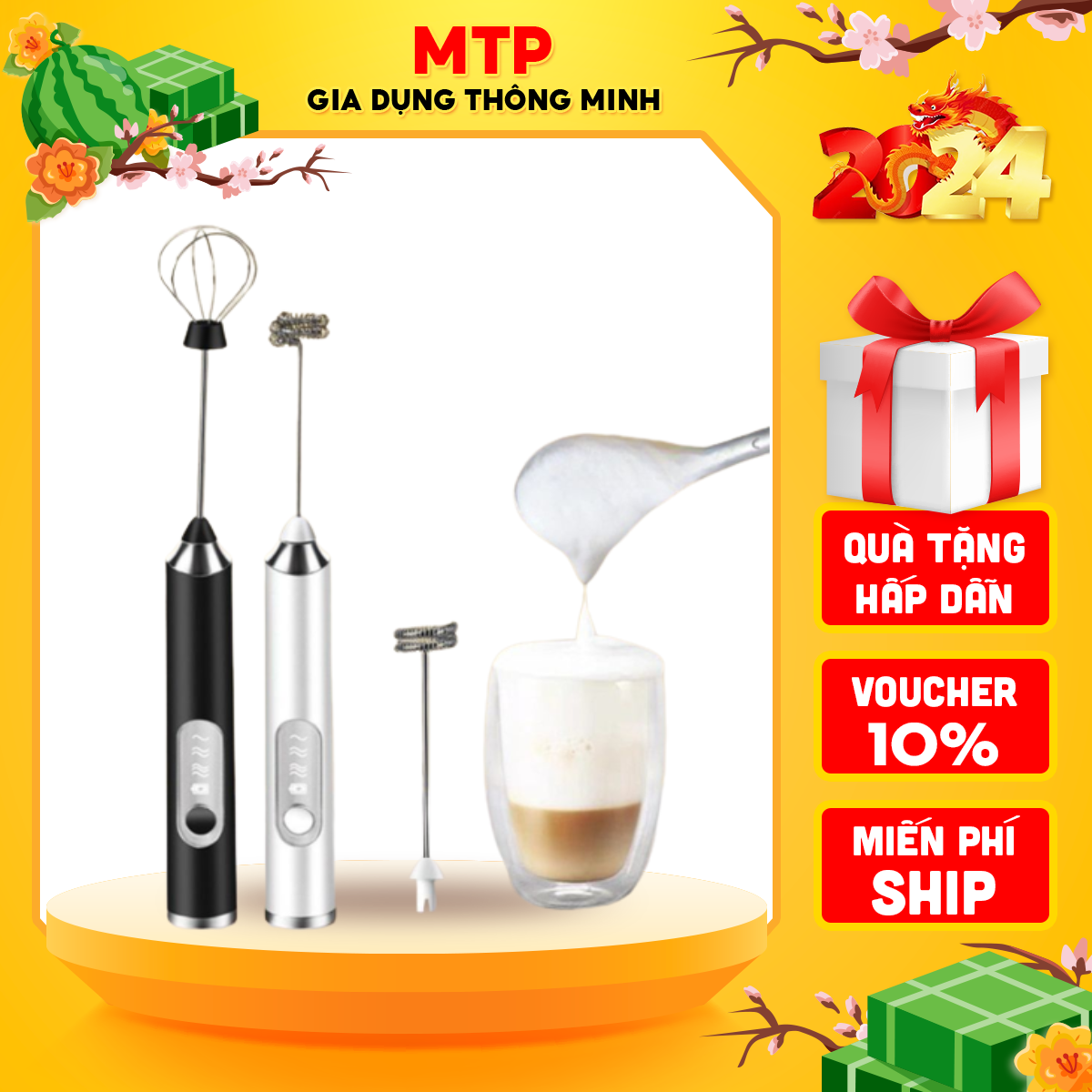 Máy đánh cà phê cầm tay mini 3 cấp độ pin sạc cao cấp, Máy đánh bọt cafe, Máy đánh trứng mini, Máy tạo bọt cafe