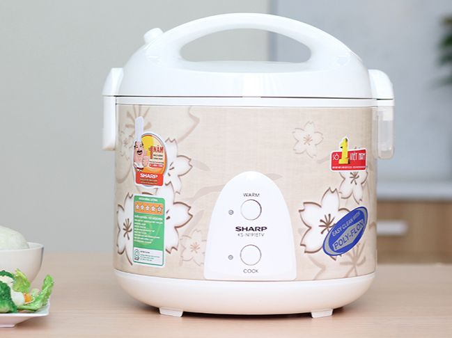 Nồi cơm điện Sharp 1.8 lít KS-N191ETV Hàng trưng bày- sử dụng cho 4-6 người ăn- Lòng nồi dày:1.294 mm Hợp kim nhôm phủ chống dính