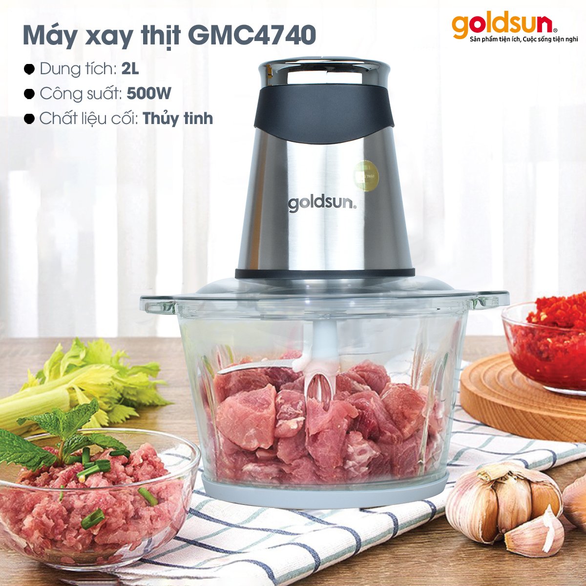 Máy xay thịt goldsun - hàng chính hãng , cối xay thịt dung tích 2 lít, công suất 500w bảo hành 12 tháng