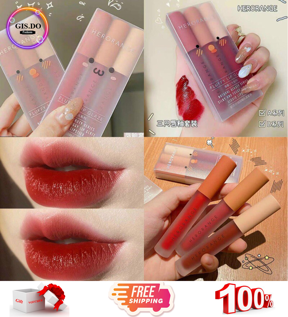 (Set 3 cây) Son môi lì Hero Orange nội địa Trung kem lì không trôi cao cấp G.DSSM33 màu đỏ, cam tây, đỏ rượu đi tiệc giá rẻ không khô môi dành cho học sinh - Son môi Hàn Quốc không trôi nước