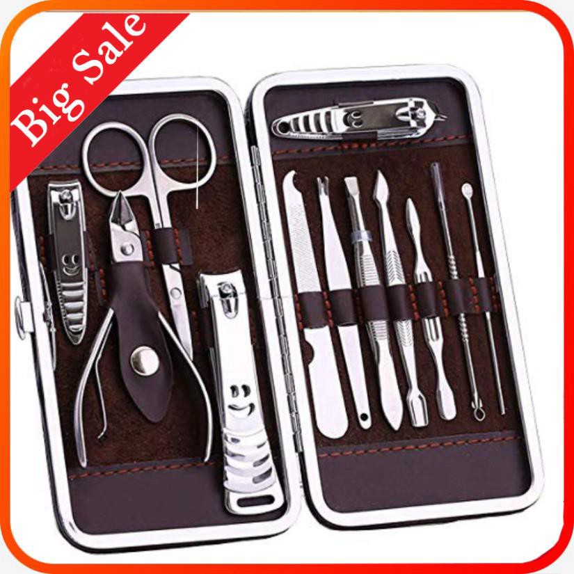 Bộ chăm sóc móng 12 món bấm cắt dũa móng tay - dụng cụ làm móng nail hộp da