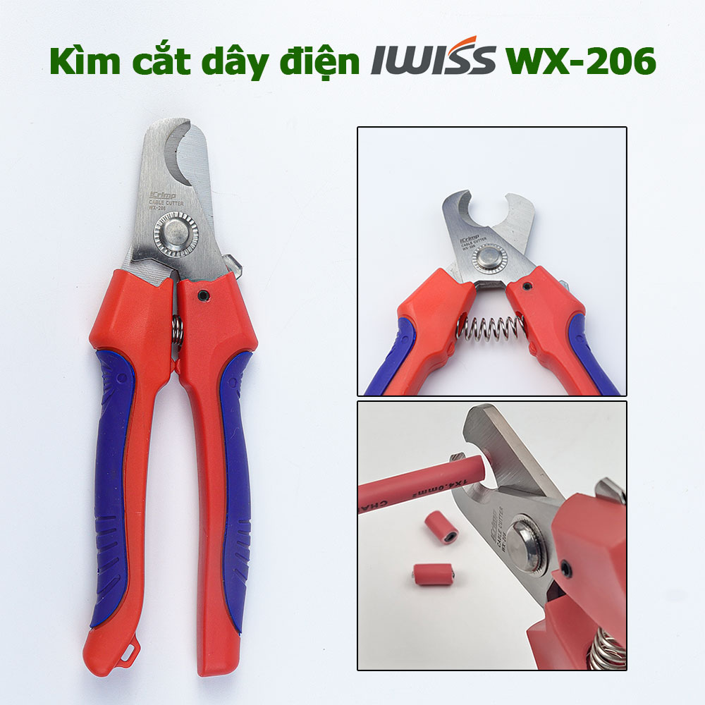 Kìm cắt dây điện IWISS WX-206 cắt dây cáp năng lượng mặt trời hàng cao cấp