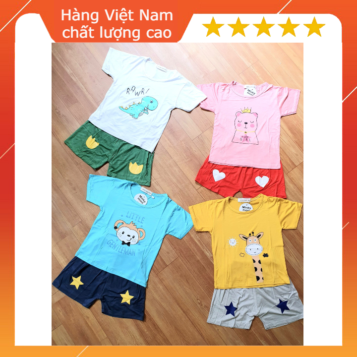 Bộ cotton thun lạnh 4c minky mom cho bé