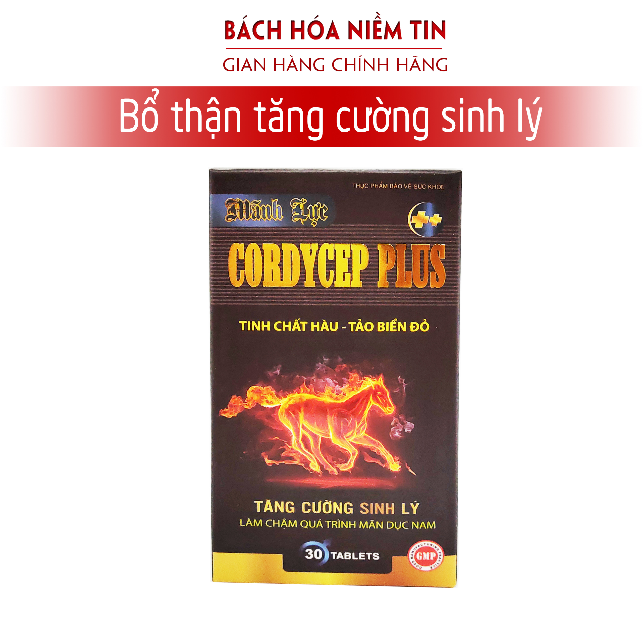Tinh chất Hàu biển Tảo biển đỏ Mãnh Lực Cordycep Plus  - Hộp lọ 30 viên - Nhung hươu, nhân sâm, đông trùng hạ thảo, ba kích giúp tăng cường sinh lý nam, bổ thận tráng dương, giảm đau lưng mỏi gối - Chuẩn GMP Bộ y tế