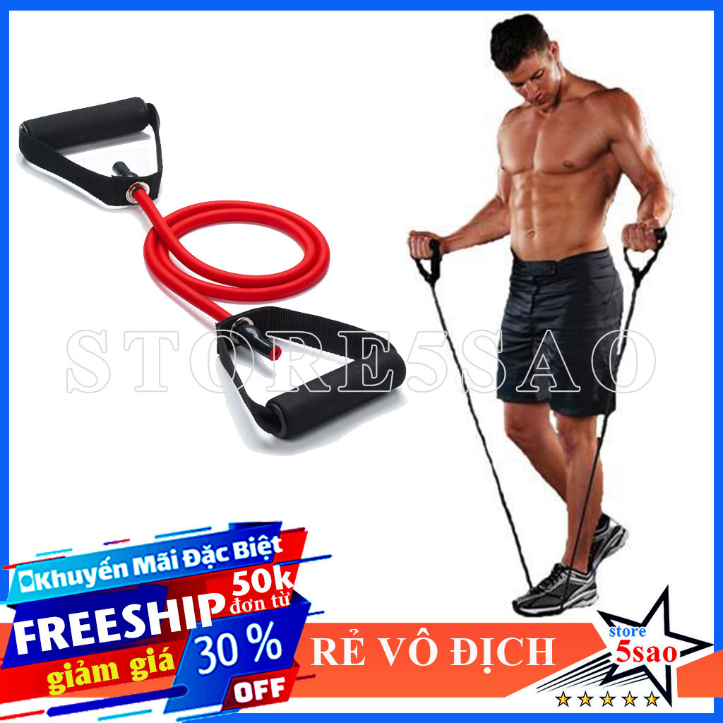 Dây kéo đàn hồi kháng lực tập thể dục ❤️ new 2021 ❤️ Dây ngũ sắc tập gym cao su co giãn có tay cầm bọc mút