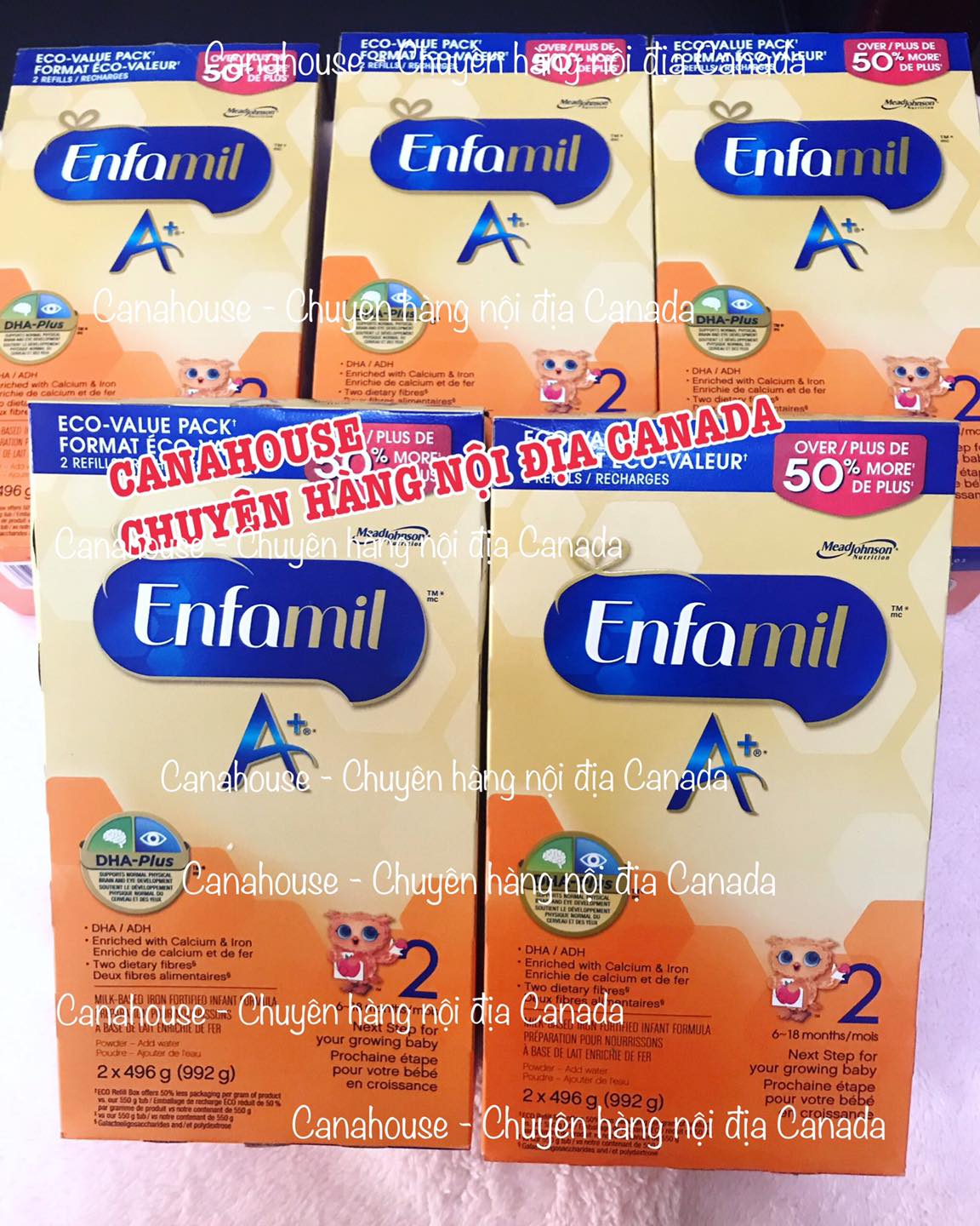 Sữa bột enfamil a+ số 2 của canada - hộp giấy 992g
