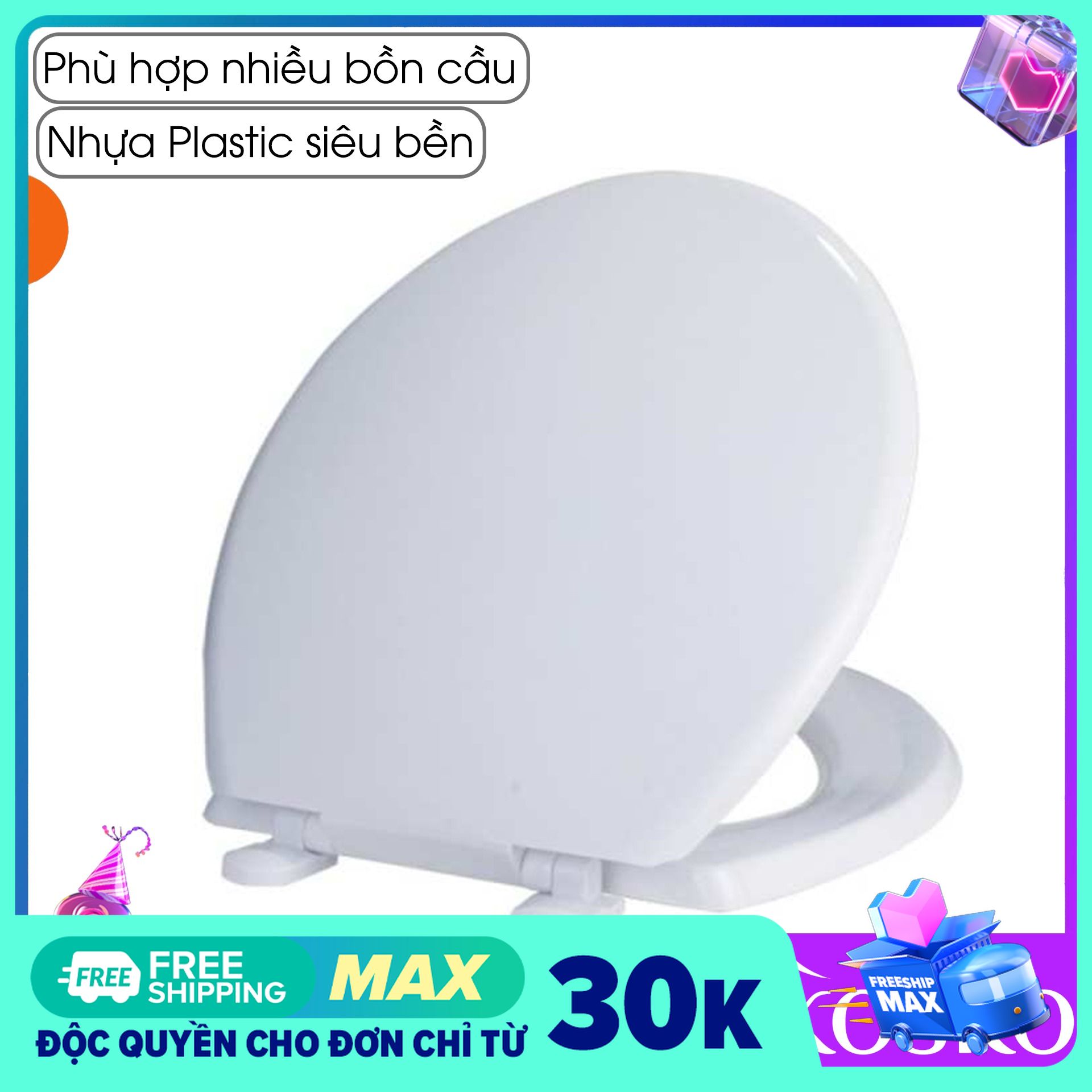 Nắp bồn cầu nhựa Asico - 02 phù hợp mọi loại bồn cầu, dễ dàng lắp đặt