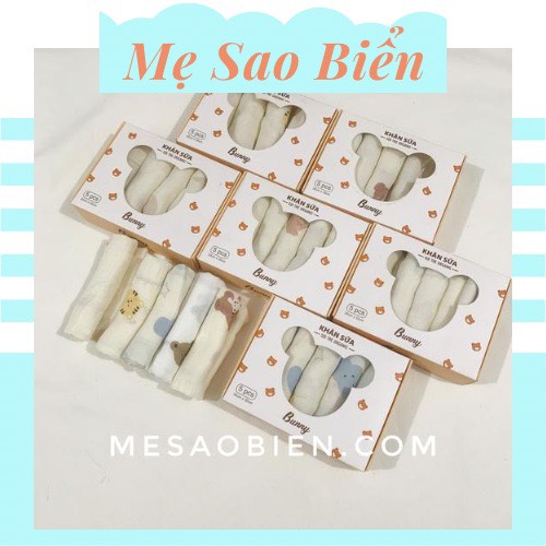 Set 5 khăn sữa sợi tre bunny 30x30 cm