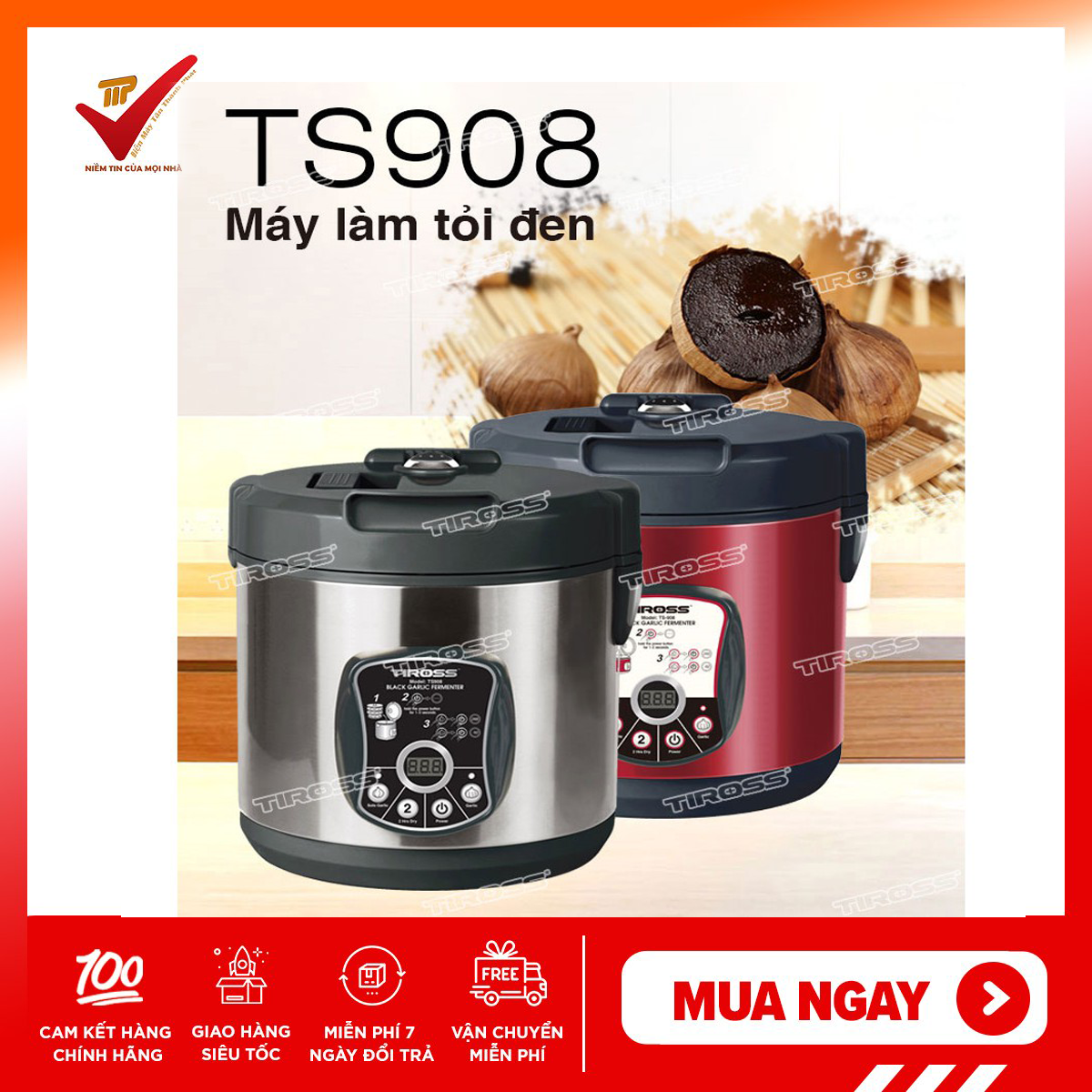 Máy làm tỏi đen gia đình TIROSS TS-908, TS908 ( thêm nút sấy khô 2H )