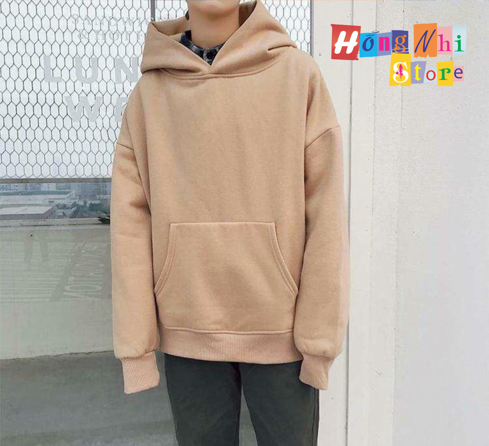 Áo Khoác Hoodie Trơn Ulzzang Unisex Màu Nude Chất Nỉ Bông Cao Cấp Dáng Rộng Nam Nữ - MM