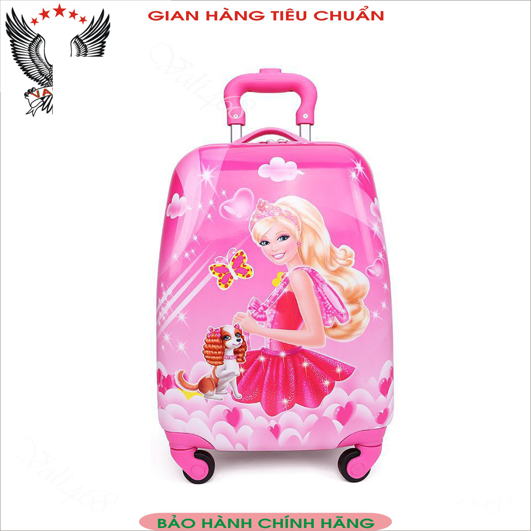 Vali nhựa kéo trẻ em. Vali du lịch cho bé, in hìnhngộ nghĩnh, dễ thương. Hàng cao cấp - In 2 mặt (Được chọn màu và hình)