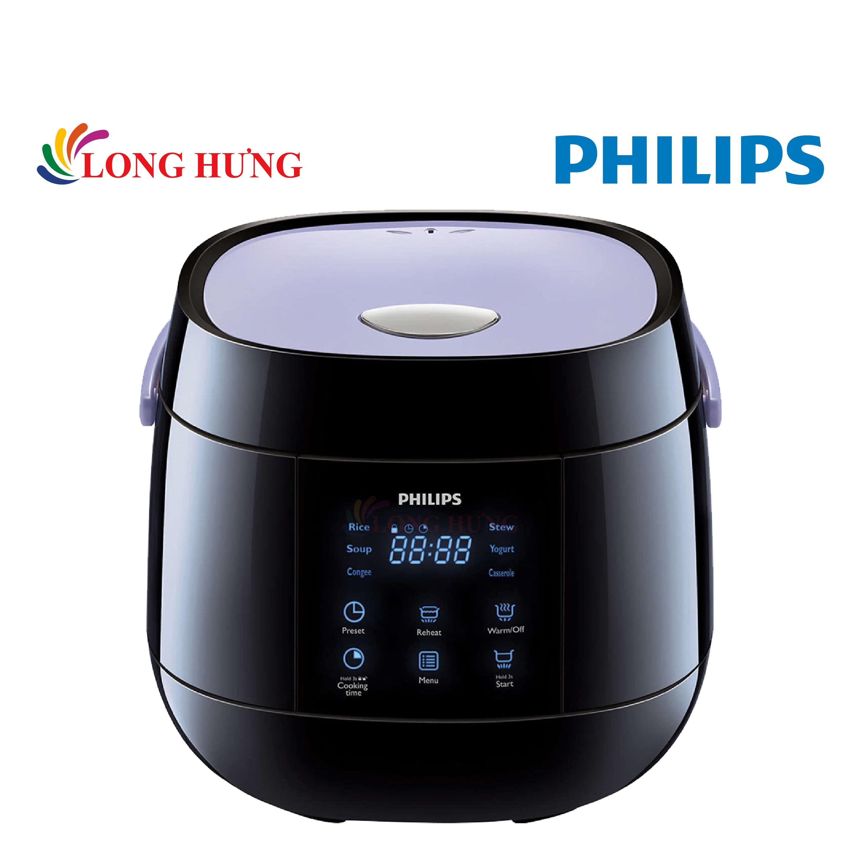 Nồi cơm điện tử Philips 0.7 lít HD3060/62 - Hàng chính hãng - Bảng điều khiển điện tử hiện đại, cơm ngon hơn nhờ công nghệ nấu 3D, 6 chế độ nấu đa dạng, hẹn giờ