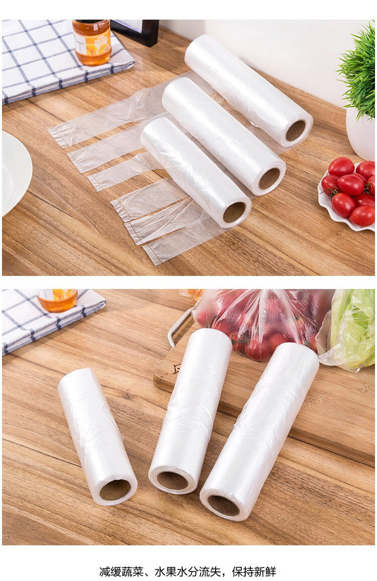 Cuộn 100 túi nilon bảo quản thực phẩm tự phân hủy có quai xách 25x28cm - Bì quai xách - Bịch nilon