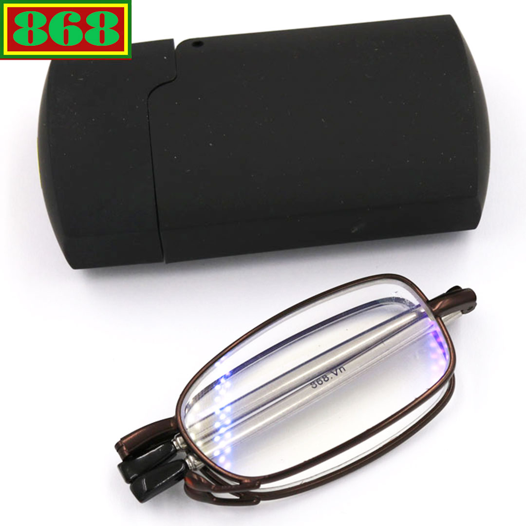 Mắt kính lão gọng xếp màu nâu từ 1 độ đến 4 độ, mắt kính viễn, mắt kính gập, mắt kính rút, mắt kính gấp