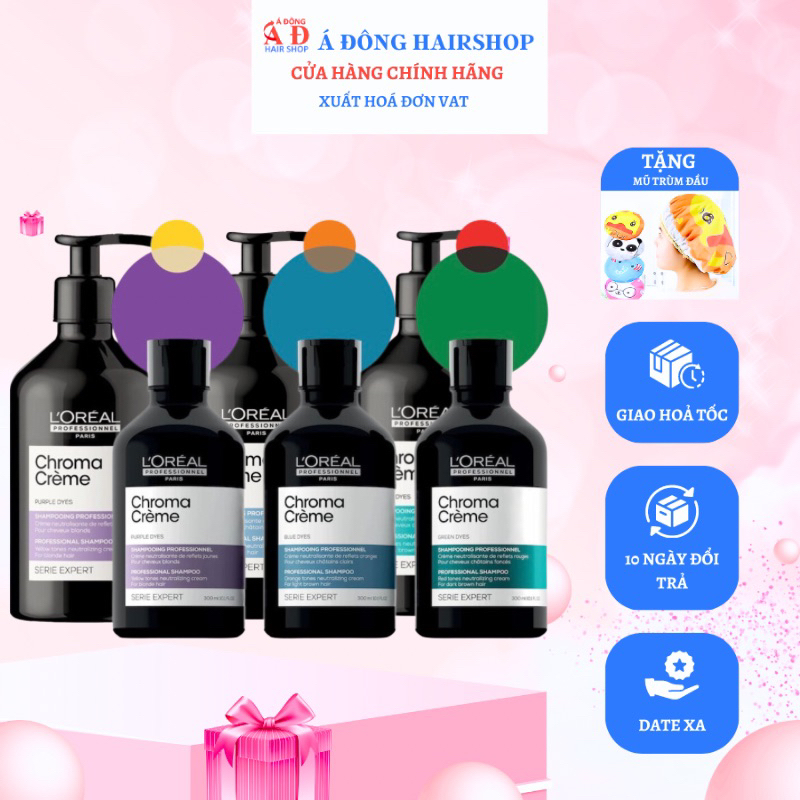 Dầu gội khử sắc tố vàng cam đỏ loreal pro chroma creme cao cấp