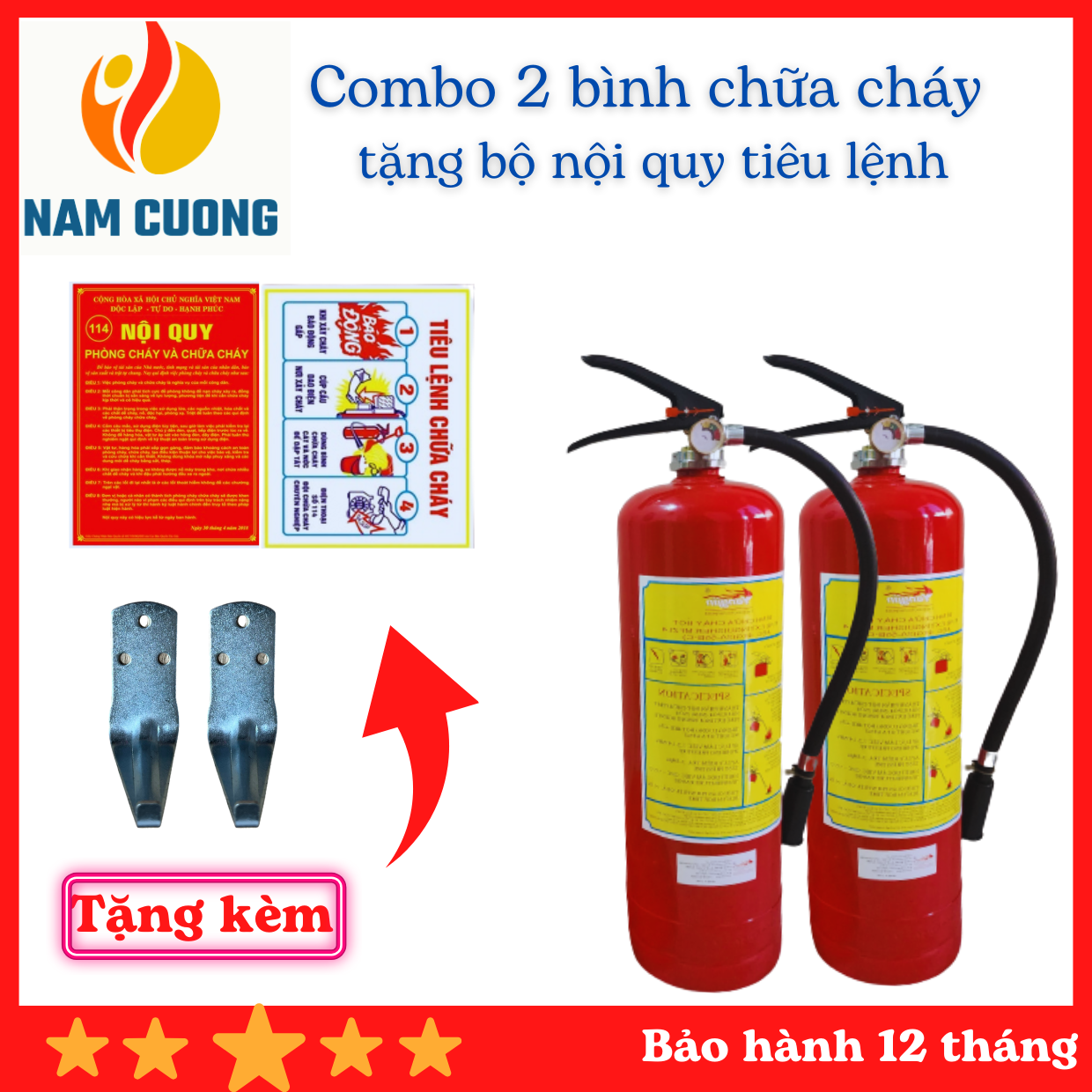 Combo 2 bình chữa cháy 4kg bột abc hãng vnsafe có đồng hồ đo được áp suất trong bình