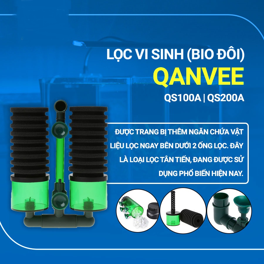 Lọc bio và sủi khí QANVEE dùng cho hồ cá.