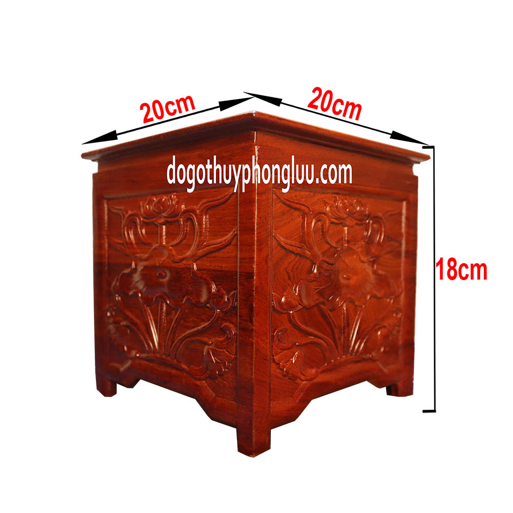 Nhất sơn sen gỗ hương cỡ mặt vuông 20cm cao 20cm