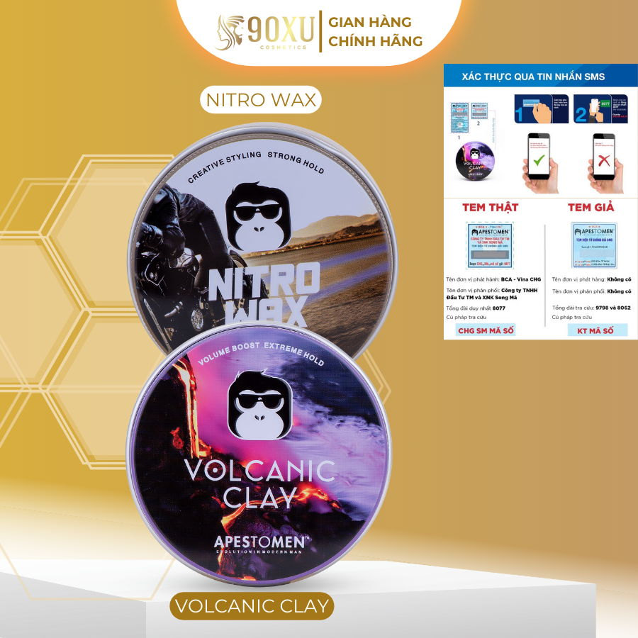 Sáp Vuốt Tóc Volcanic Clay & Nitro Wax by Apestomen – Giữ Nếp Vượt Trội, Tạo Kiểu Cá Tính