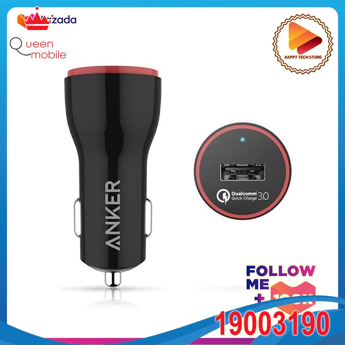 Sạc ô tô anker 1 cổng, 24w, quick charge 3.0 - - a2210