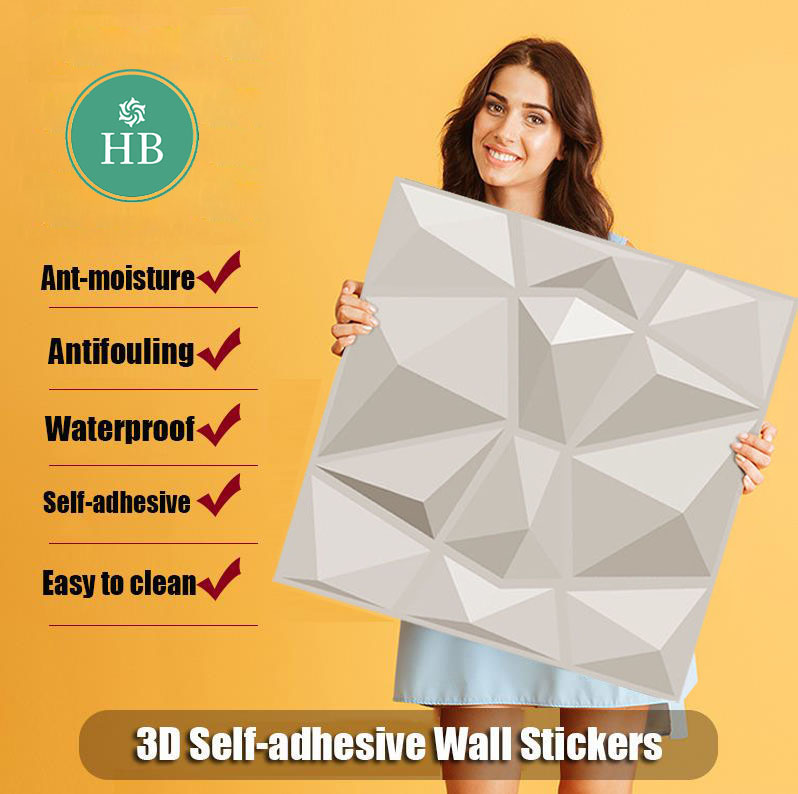 Tấm Ốp Tường 3D Tấm tường 3D trong thiết kế kim cương Gạch xốp Tấm trắng bên ngoài Trang trí gạch Hình nền / Tấm tường / Tấm dán trần Pvc