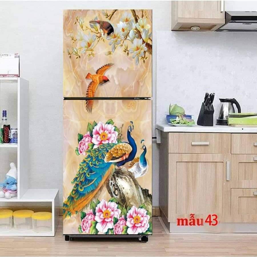 Rẻ vô địch - miếng dán tủ lạnh - decal tủ lạnh 3d, mẫu thiết kế cao cấp,chống thấm chống mốc,phù hợp mọi loại tủ - phu thê viên mãn