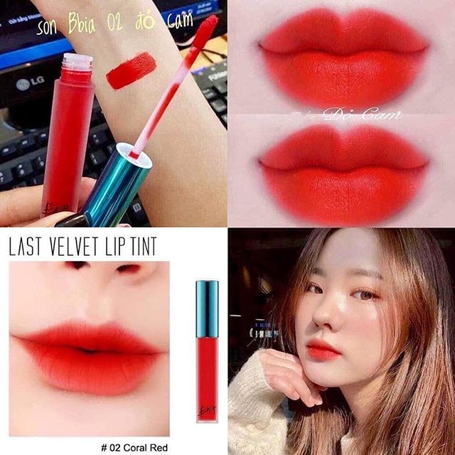 Son tint lì bbia last velvet lip tint #02 đỏ cam