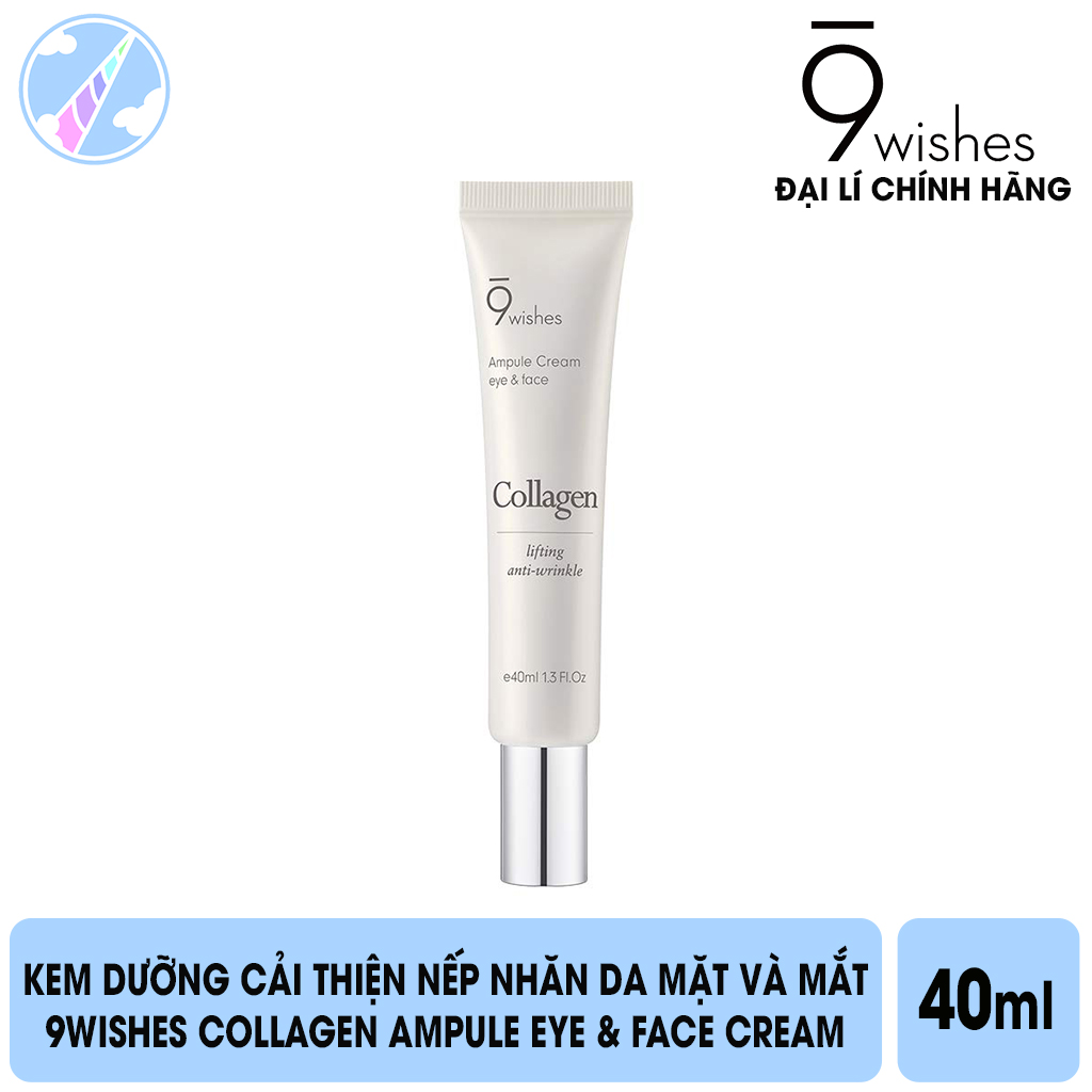 Kem Dưỡng Cải Thiện Nếp Nhăn Da Mặt và Mắt 9Wishes Collagen Ampule Eye & Face Cream 40ml