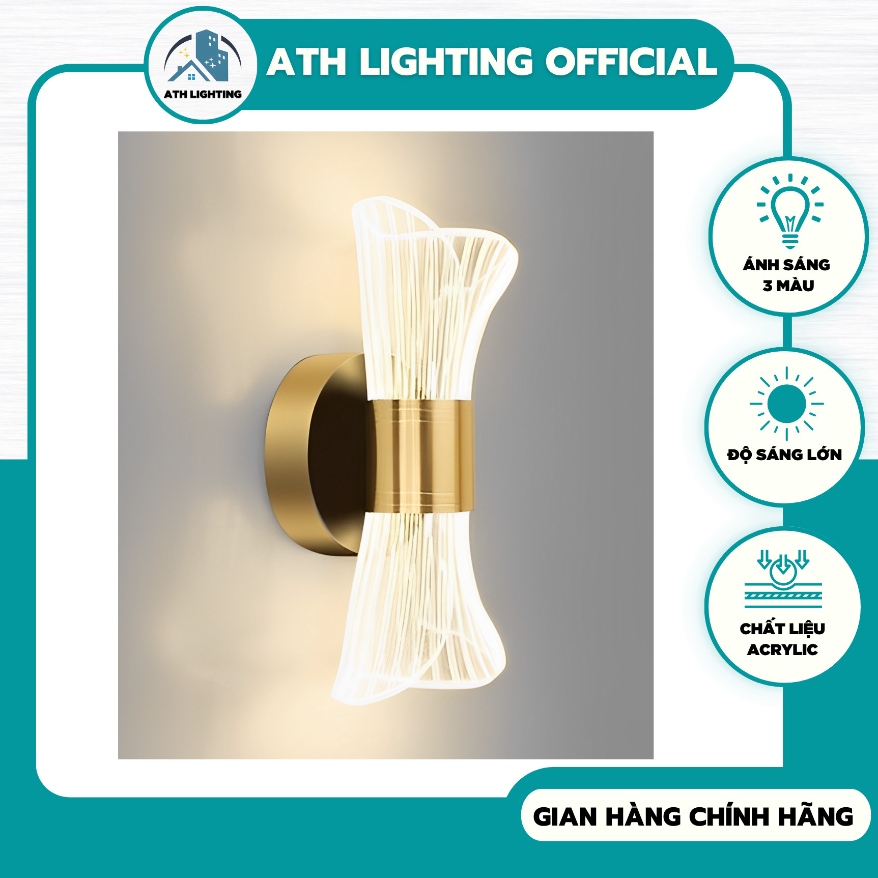 Đèn Led treo tường loại đèn ốp tường cao cấp 3 chế độ màu trang trí trong