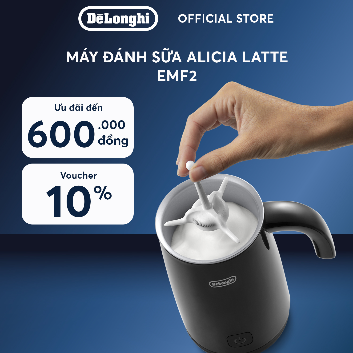 Máy đánh sữa DeLonghi Alicia Latte EMF2 (BK / W)