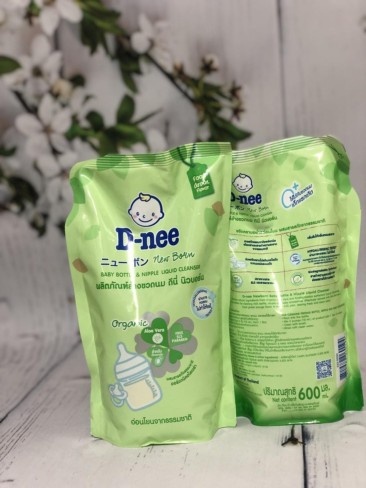 Combo 3 Túi Nước Rửa Bình Sữa Dnee White Tea Organic Thái Lan 500ml