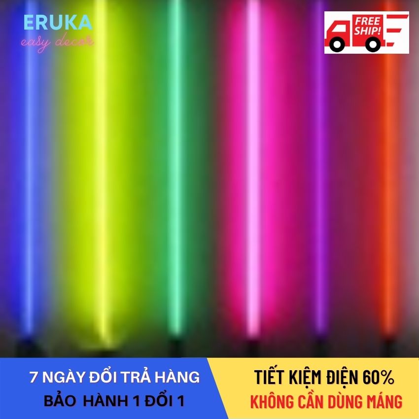 [TIẾT KIỆM ĐIỆN] Đèn LED 1m2 tuýt T8 nhựa nhiều màu Eruka không dùng máng, tiết kiệm điện, dễ phối màu trang trí, quay clip Tiktok, Youtube,... Tặng kèm JACK cắm dây nguồn