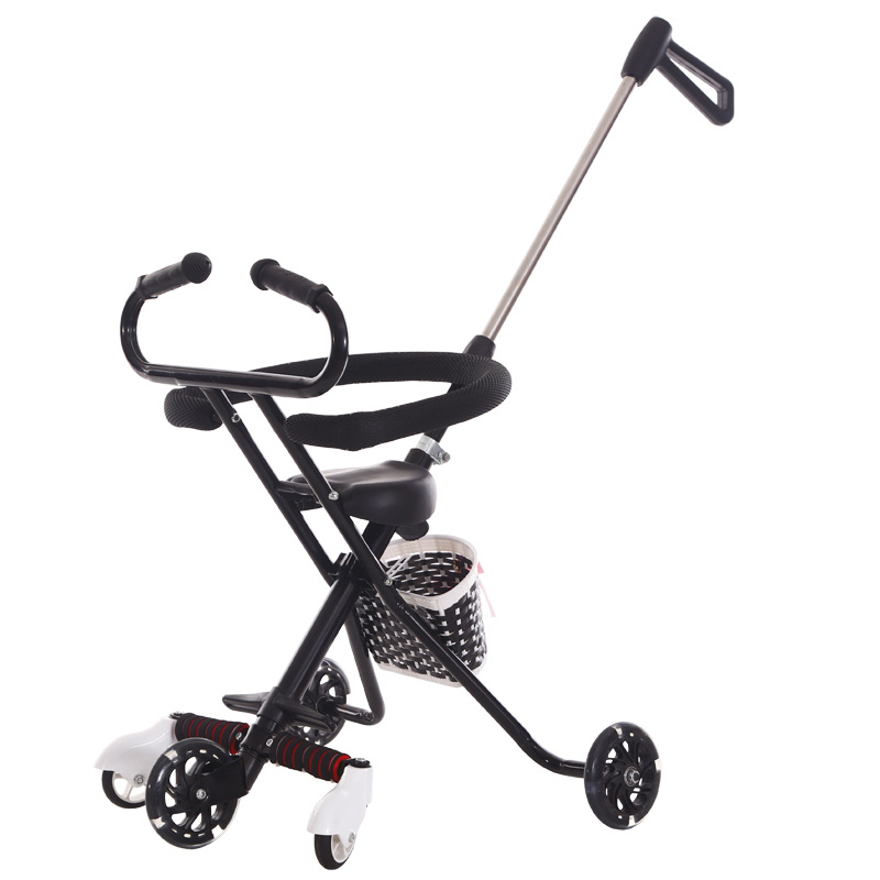 [HCM]Xe đẩy 5 bánh gấp gọn có giỏ tiện lợi cho bé yêu màu đen