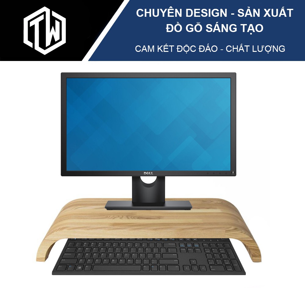 Kệ gỗ kê màn hình máy tính / laptop titi wood ls06 thiết kế cong cao cấp