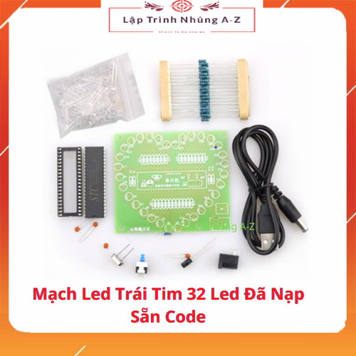 Mạch led trái tim 32 led đã nạp sẵn code