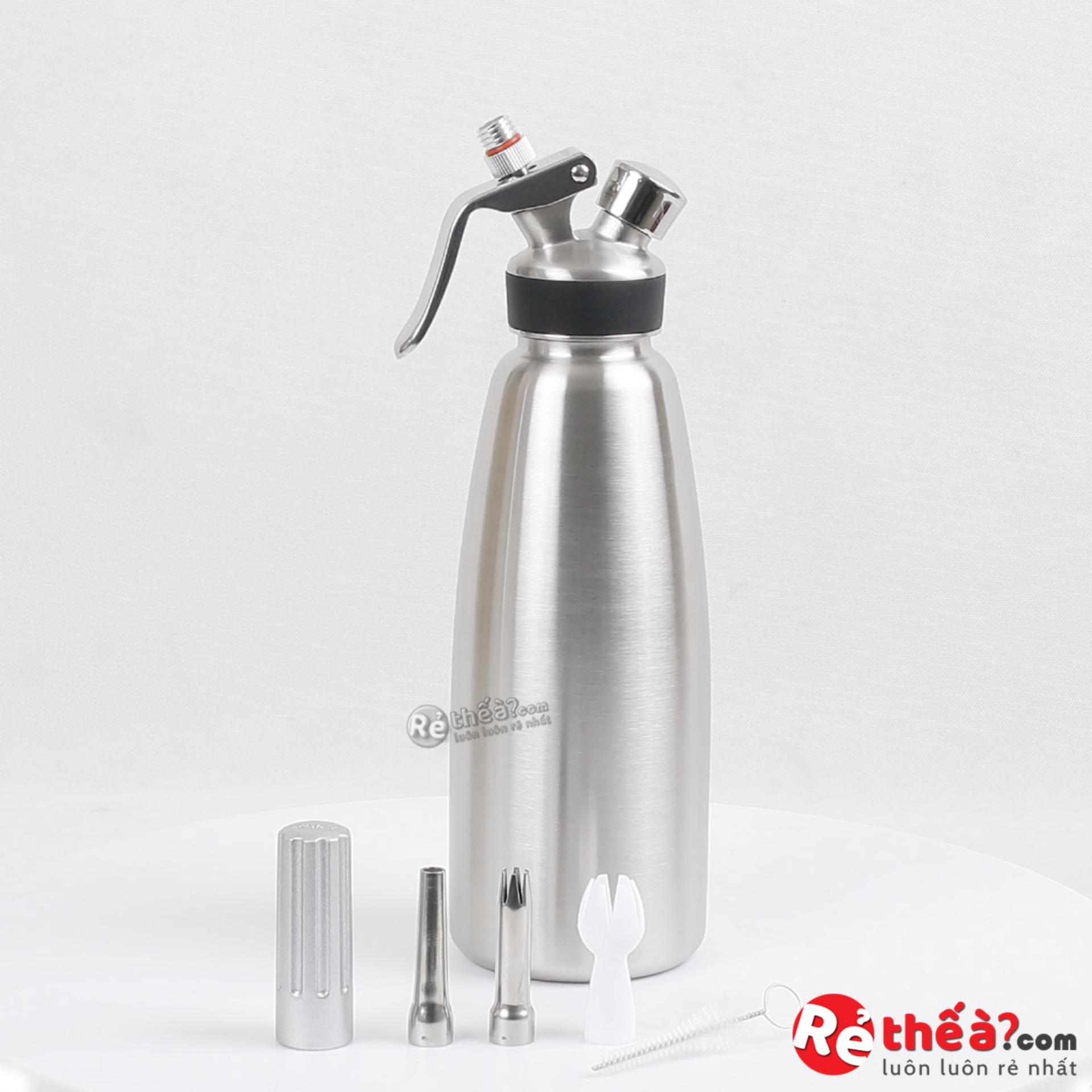 Bình xịt kem tươi inox MOSA 1L - Hàng TAIWAN  - Xịn hơn bình xịt kem ISI - Tặng kèm ca đong 500ml
