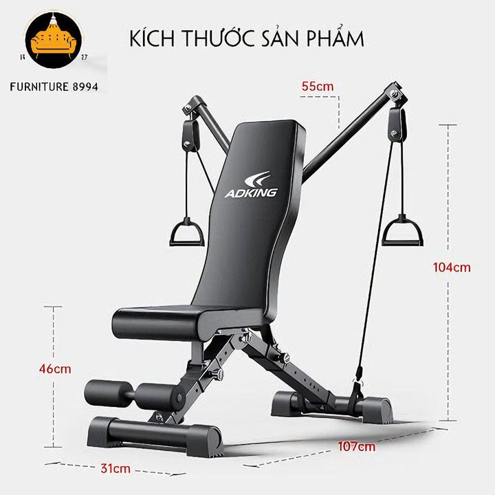 Ghế tập gym đa năng, Ghế tập tạ đệm mút khung thép chắc chắn