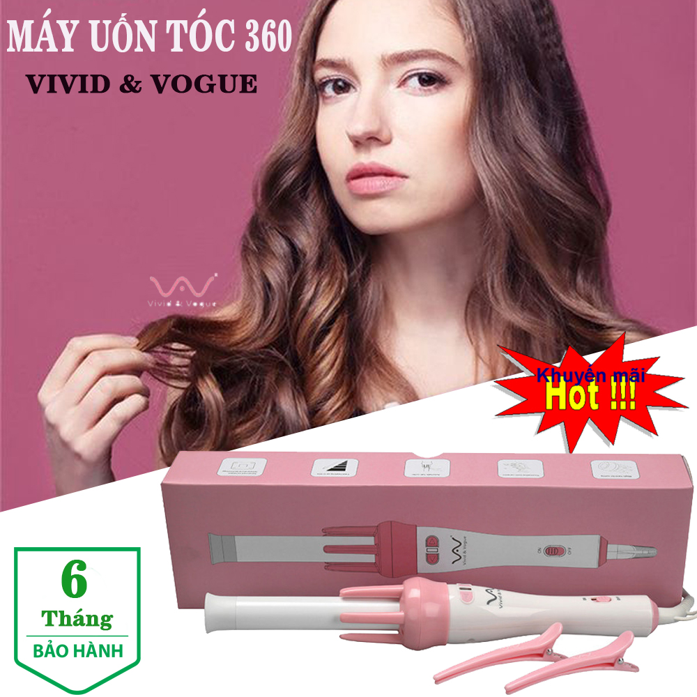 Máy uốn tóc xoăn xoay tự động 360 VIVID & VOGUE, máy làm tóc uốn xoăn tự động. Bảo hành 6 tháng - Lỗi 1 đổi 1 nếu có lỗi của nhà sản xuất !