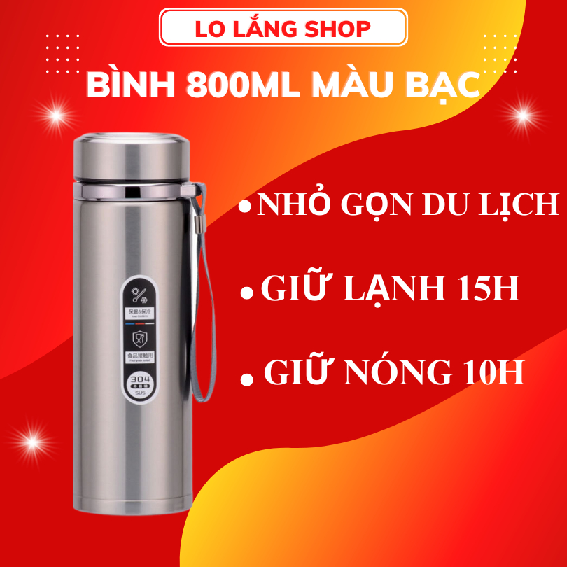 Bình giữ nhiệt 1500ml BÉO LÙN 1000ml kim cương đựng nước giữ nhiệt inox 304 không gỉ có khay lọc đá và dây treo, giữ nóng hơn 12h, giữ lạnh hơn 20h